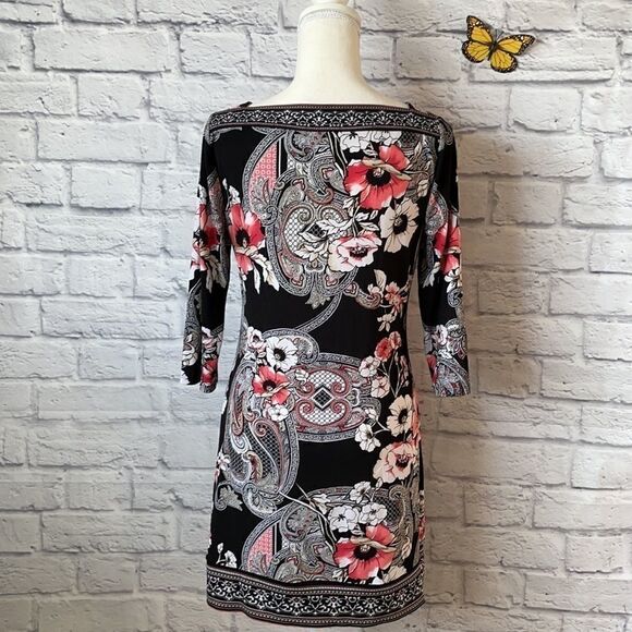 White House Black Market WHBM Floral Knee Length Dress Size Small - Picture 4 of 9
